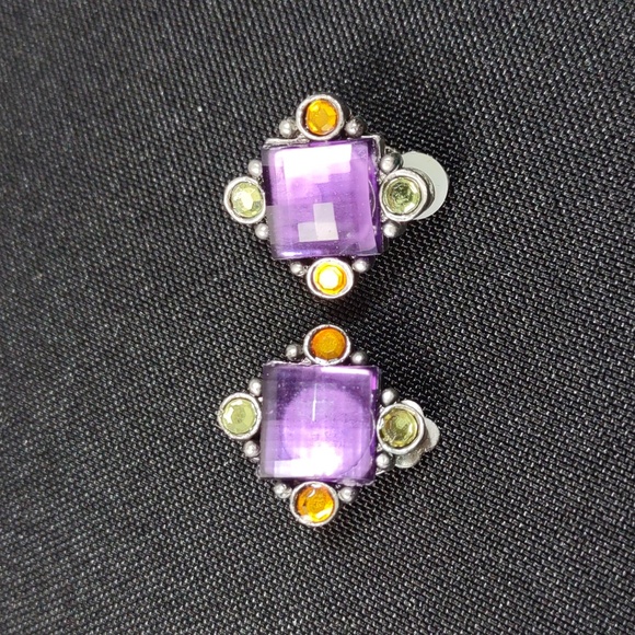 Multi Color Crystal Necklace/Clip-on Earrings Set - Picture 7 of 11